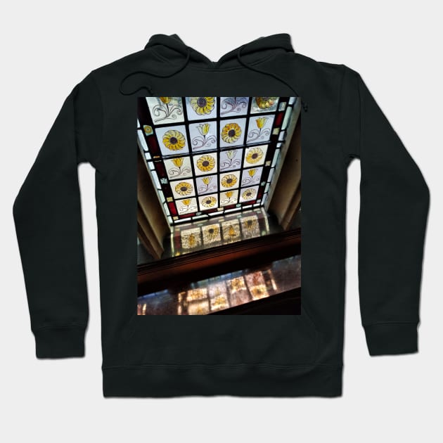 Light through a stained glass window in Cragside House - Northumberland, UK Hoodie by richflintphoto